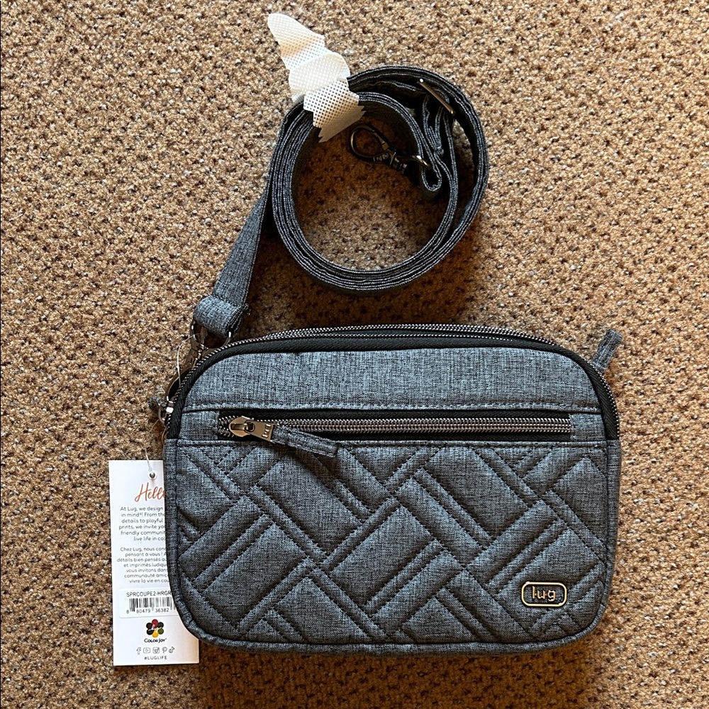 NWT Lug Super Coupe 2 Crossbody in Heather Grey